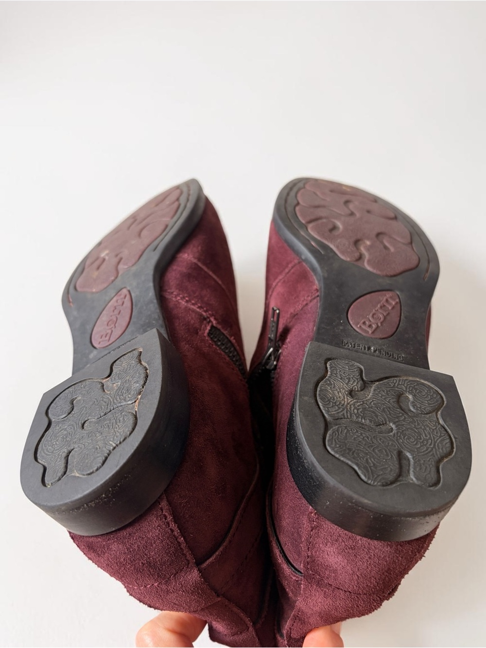 Born Burgundy Red Leather Suede Ankle Boots 8 - Picture 10 of 11